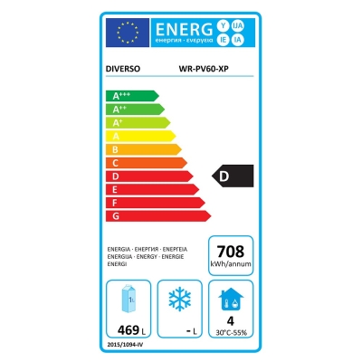 Armoire frigorifique GN 2/1, ventilée, 600 litres. acier inox WR-PV60-XP